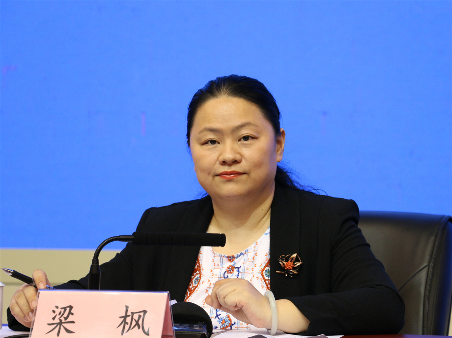 副局长梁庆先生,副局长陶琳女士,副局长黄辉先生请他们介绍有关情况